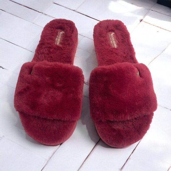 Koolaburra By UGG W Fuzz-Ah Women’s Rhubarb Deep Red Slides Slippers Shoes Sz 8 - Picture 6 of 9